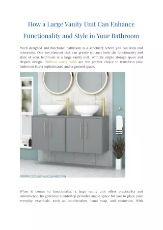 how a large vanity unit can enhance