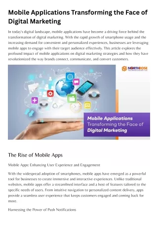 Mobile Applications Transforming the Face of Digital Marketing