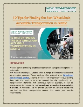 10 Tips for Finding the Best Wheelchair Accessible Transportation in Seattle