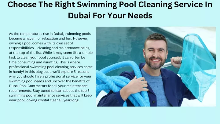 choose the right swimming pool cleaning service