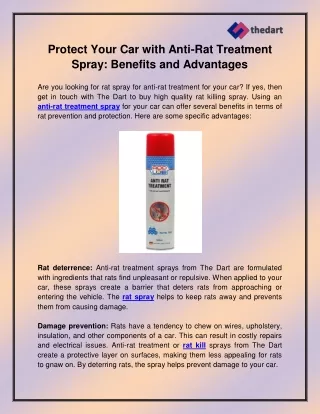 protect your car with anti rat treatment spray