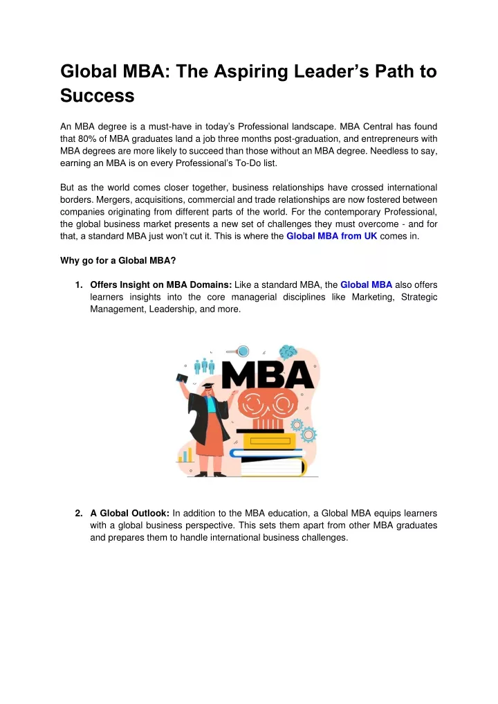 global mba the aspiring leader s path to success