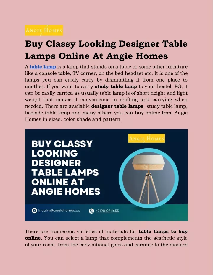 buy classy looking designer table lamps online