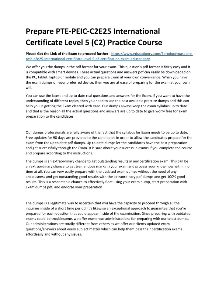 prepare pte peic c2e25 international certificate