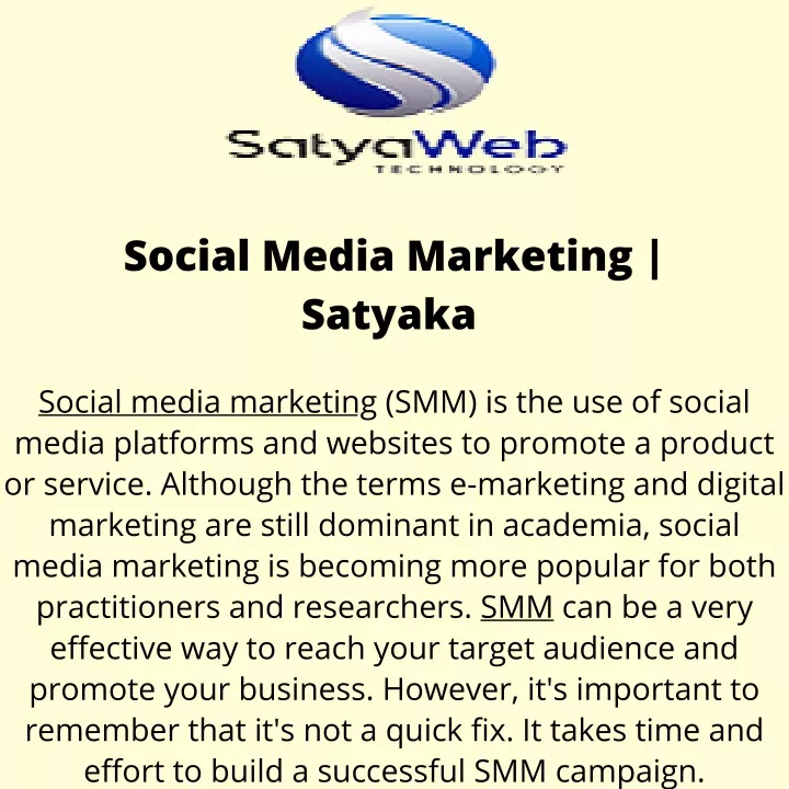 social media marketing satyaka