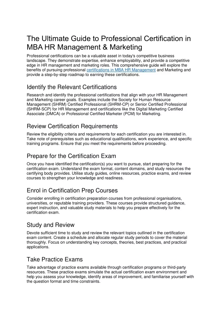 the ultimate guide to professional certification