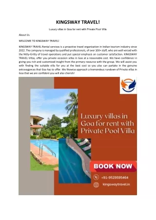 Luxury villas in Goa for rent with Private Pool Villa
