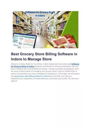 Software for Grocery Store in Indore