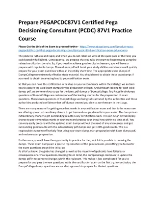prepare pegapcdc87v1 certified pega decisioning