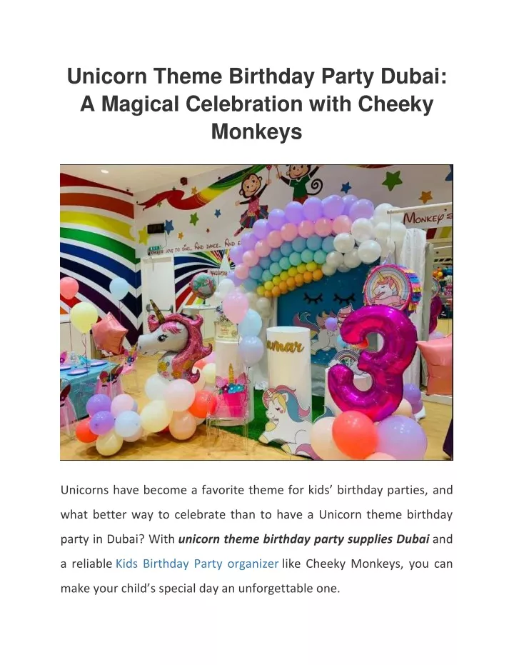 unicorn theme birthday party dubai a magical