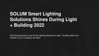 SOLUM Smart Lighting Solutions Shines During Light   Building 2022