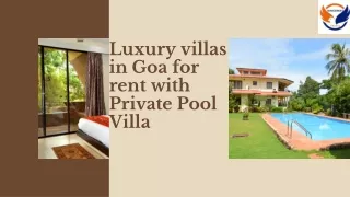 Luxury villas in Goa for rent with Private Pool Villa