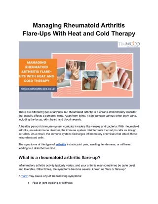 Managing Rheumatoid Arthritis Flare-Ups With Heat and Cold Therapy
