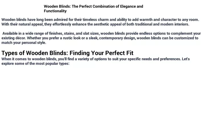 wooden blinds the perfect combination of elegance