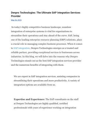 Denpro Technologies_ The Ultimate SAP Integration Services Provider