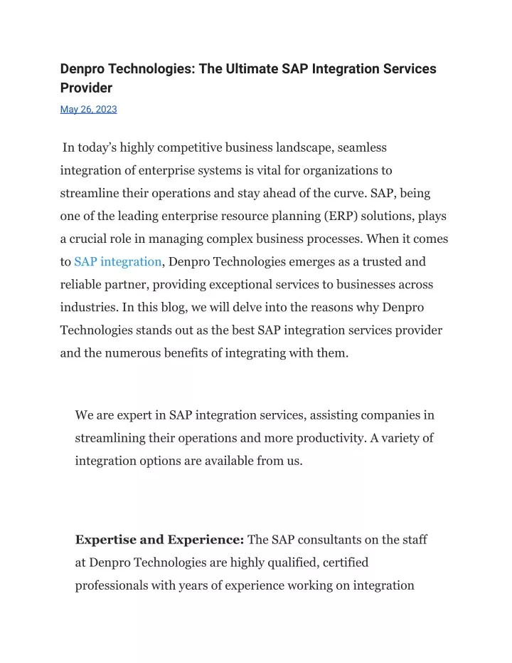 denpro technologies the ultimate sap integration