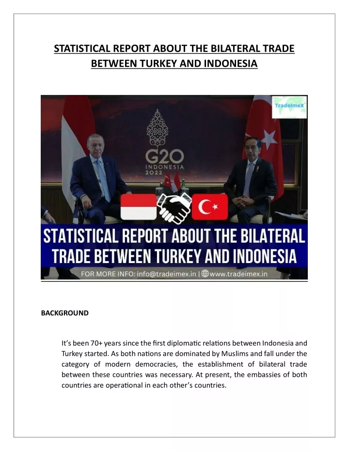 statistical report about the bilateral trade