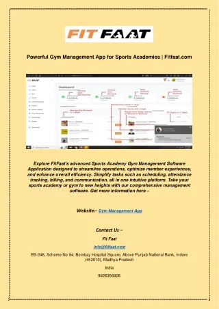 Powerful Gym Management App for Sports Academies | Fitfaat.com