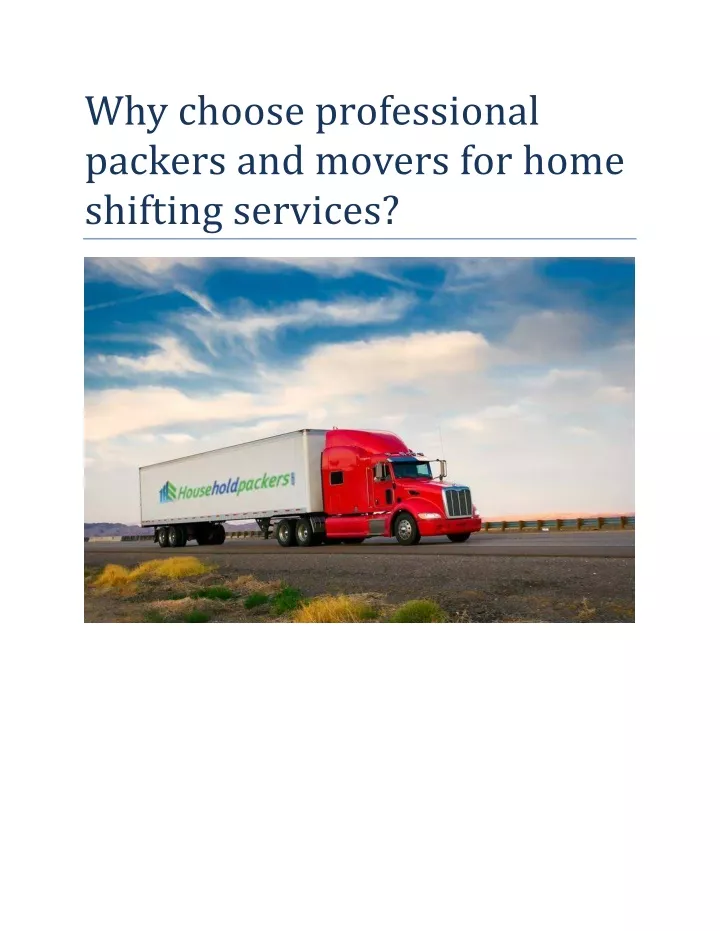 why choose professional packers and movers