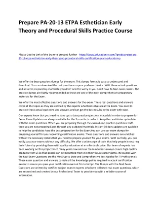 prepare pa 20 13 etpa esthetician early theory