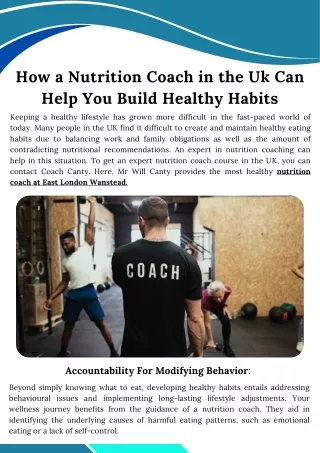 How a Nutrition Coach in the Uk Can Help You Build Healthy Habits