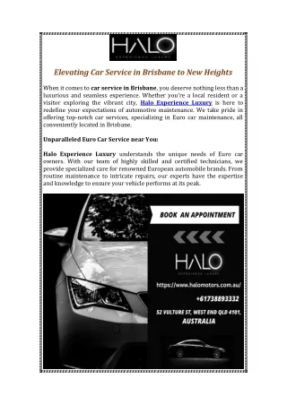 Best Car service centre in Brisbane - Halo Experience Luxury