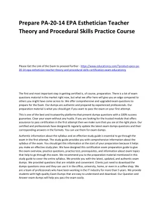 prepare pa 20 14 epa esthetician teacher theory