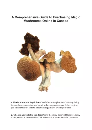A Comprehensive Guide to Purchasing Magic Mushrooms Online in Canada