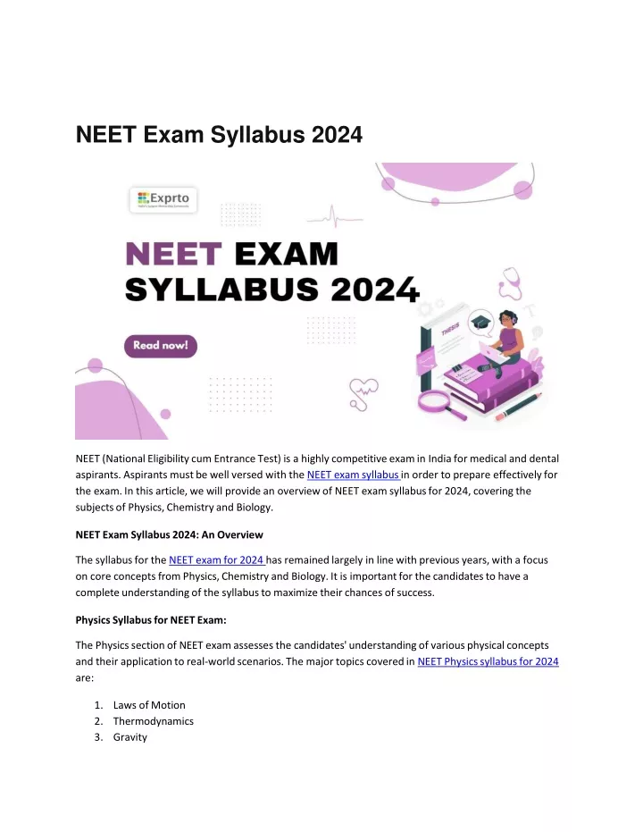 neet exam syllabus 2024