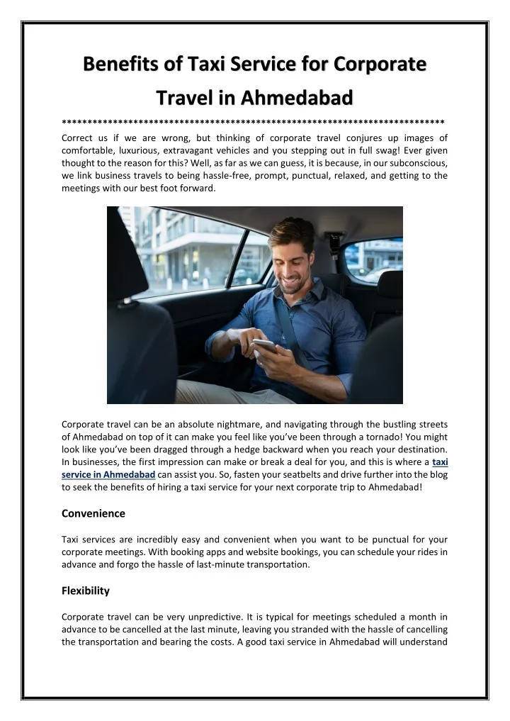benefits of taxi service for corporate