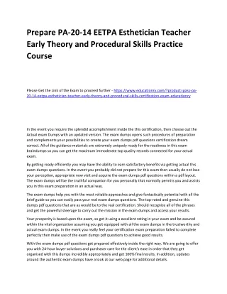 prepare pa 20 14 eetpa esthetician teacher early