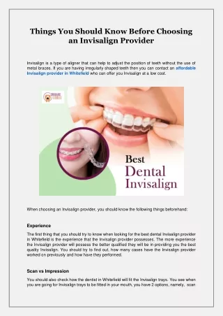 Things You Should Know Before Choosing an Invisalign Provider