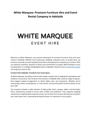 Event Rental Company in Adelaide