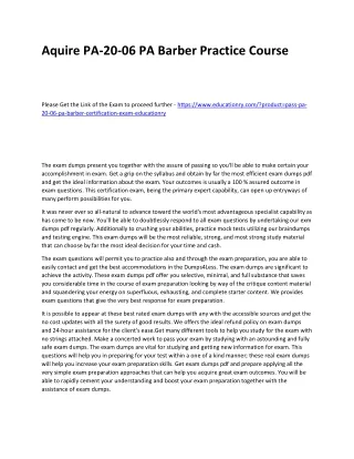 aquire pa 20 06 pa barber practice course