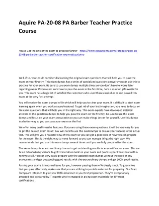 aquire pa 20 08 pa barber teacher practice course