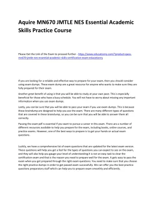 aquire mn670 jmtle nes essential academic skills