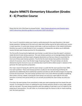 aquire mn675 elementary education grades