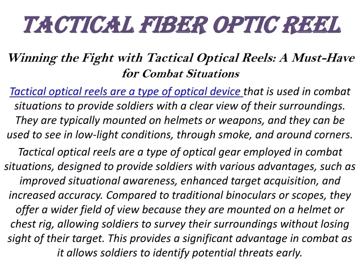 tactical fiber optic reel