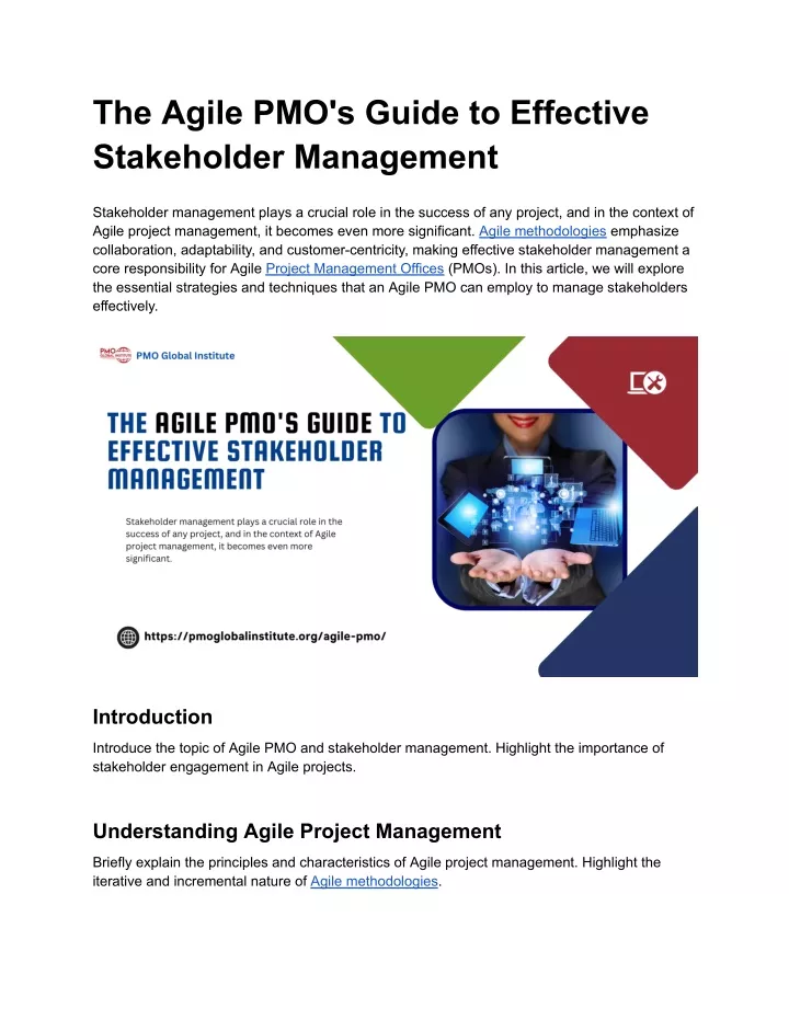 the agile pmo s guide to effective stakeholder