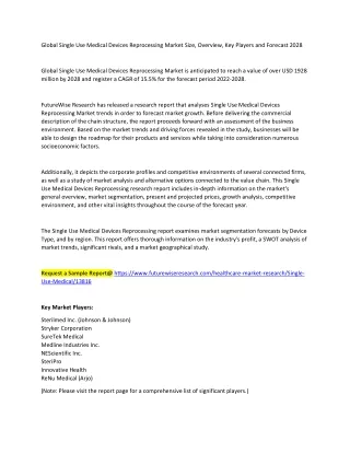 global single use medical devices reprocessing