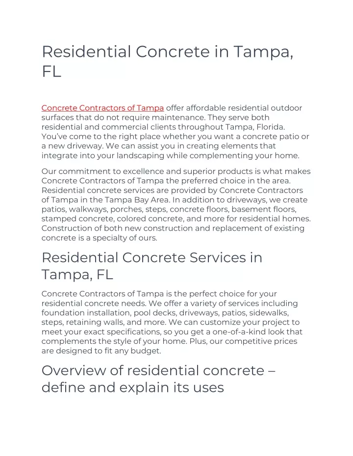 residential concrete in tampa fl
