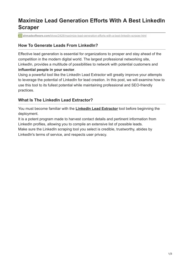 maximize lead generation efforts with a best