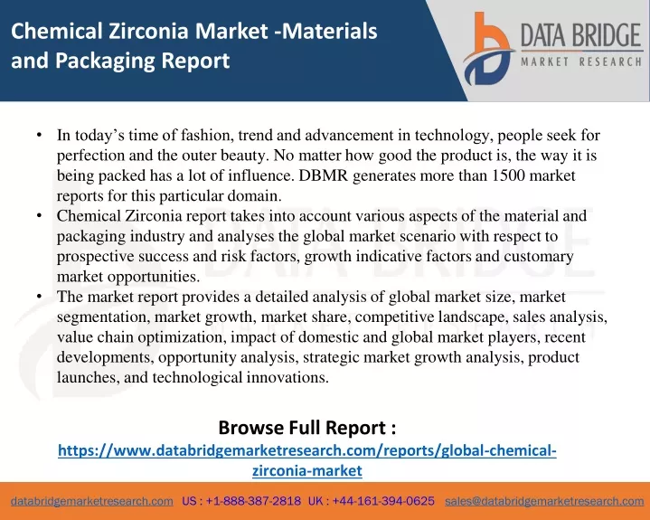 chemical zirconia market materials and packaging