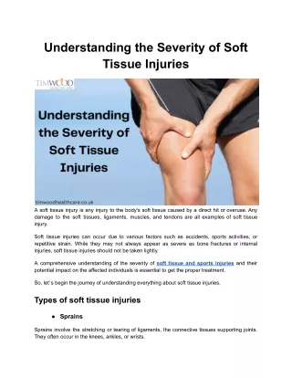 Understanding the Severity of Soft Tissue Injuries