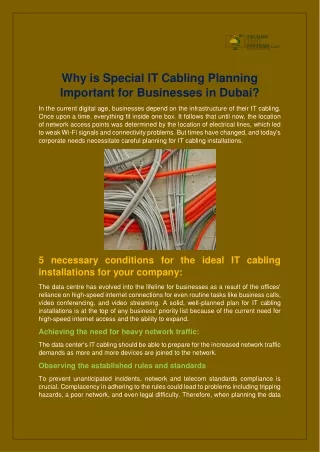 why is special it cabling planning important