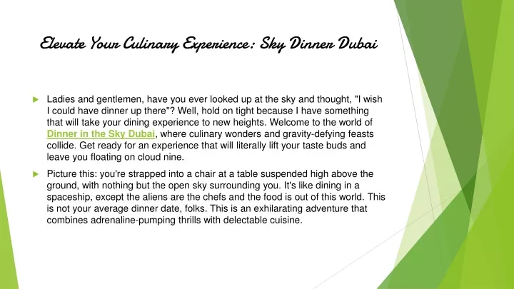 elevate your culinary experience sky dinner dubai