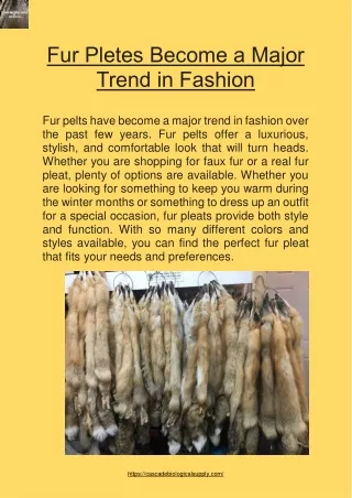 Fur Pletes Become a Major Trend in Fashion