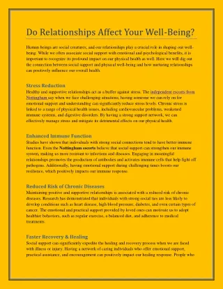 do relationships affect your well being