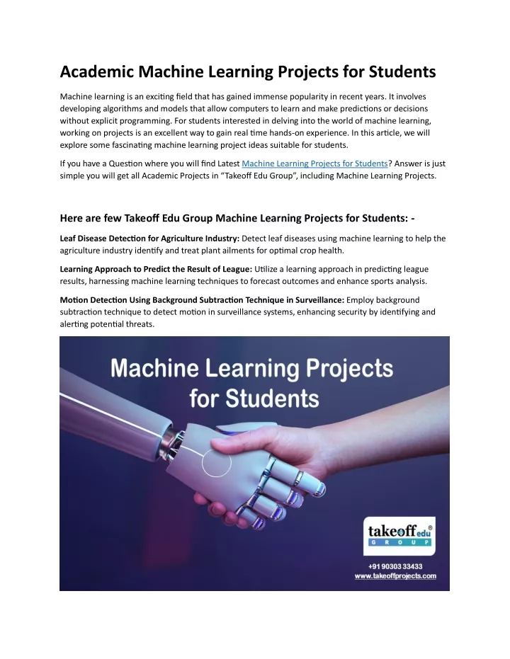 academic machine learning projects for students