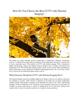 how do you choose the best cctv with thermal